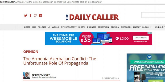 The Daily Caller publishes article of Azerbaijan`s Consul General